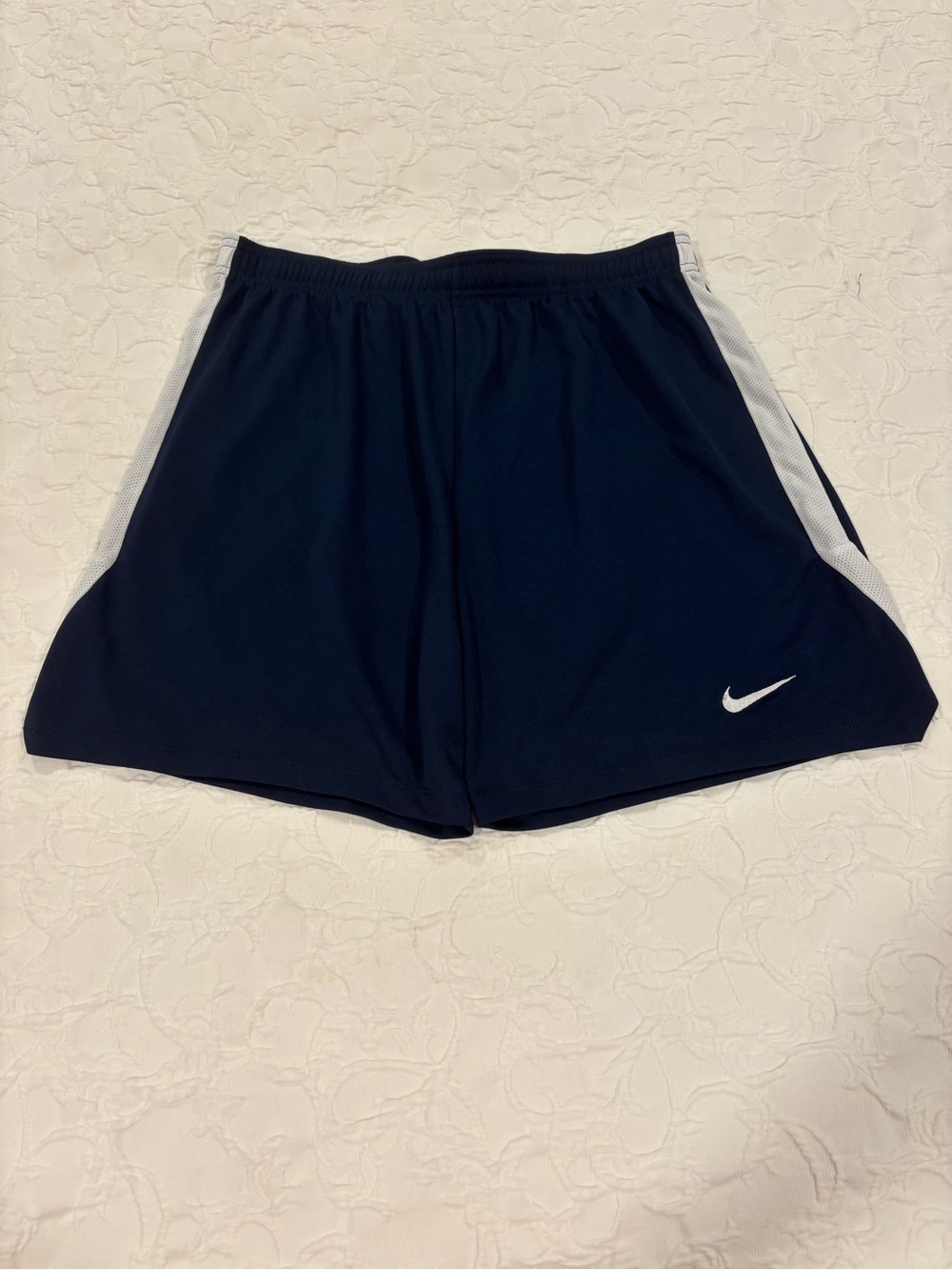Nike Navy Athletic Shorts with White Side Panels